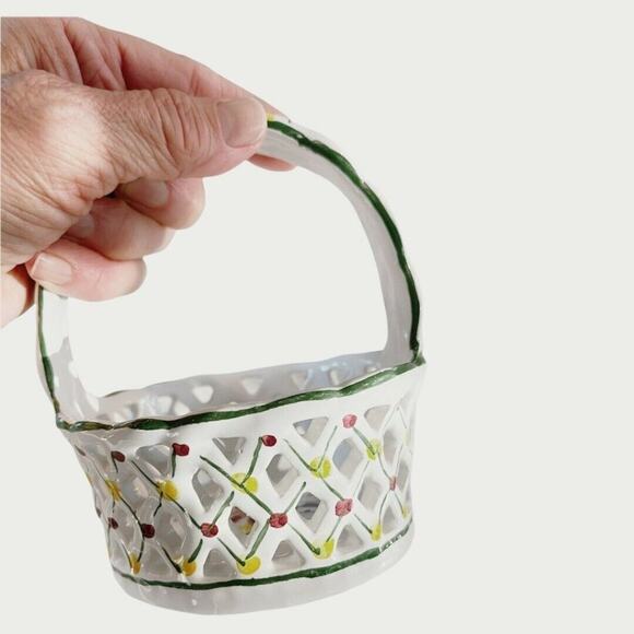 Made in Portugal Perforated 5” Porcelain Basket As Is - Picture 2 of 9